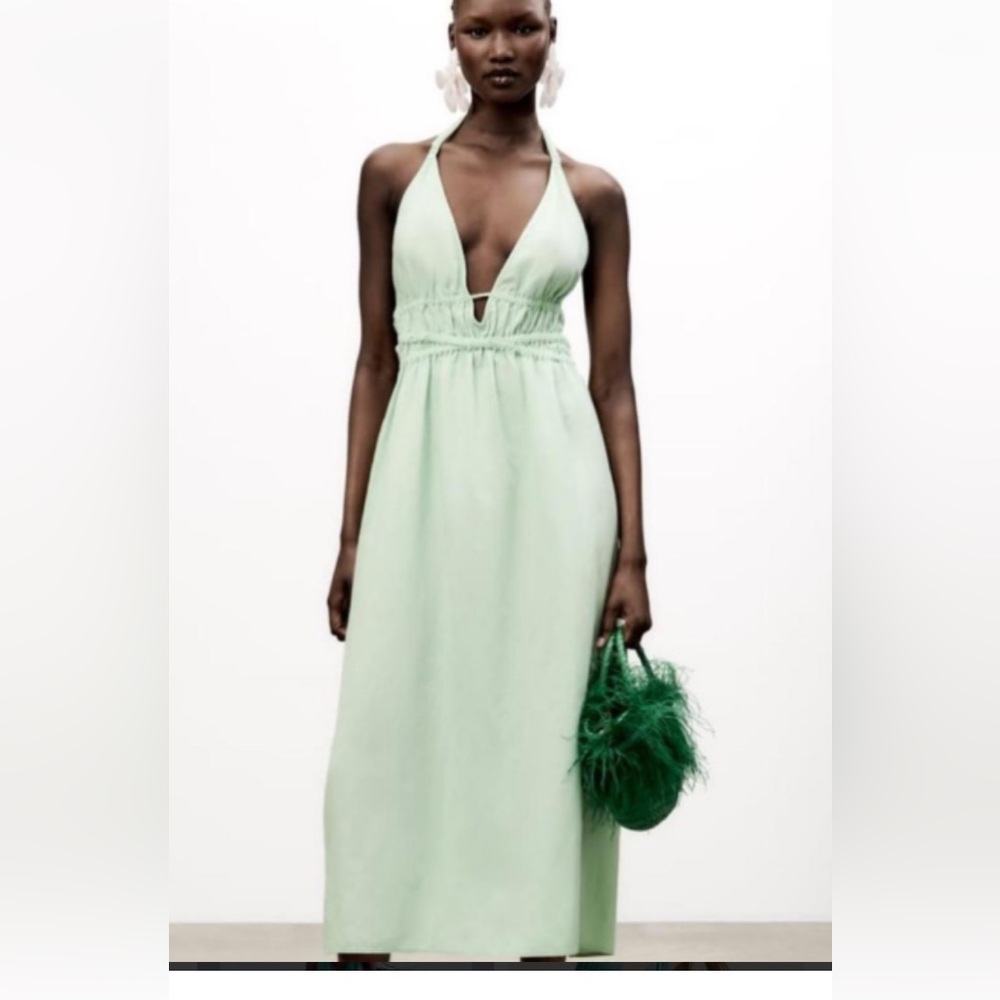 Mint green summer halter dress